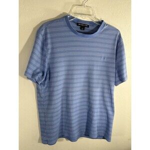 Michael Kors Blue Stripe T-Shirt Mens Size Large Cotton Knit Lightweight Stretch